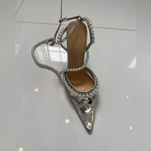 MACH & MACH Silver Heels with Pearl Accents